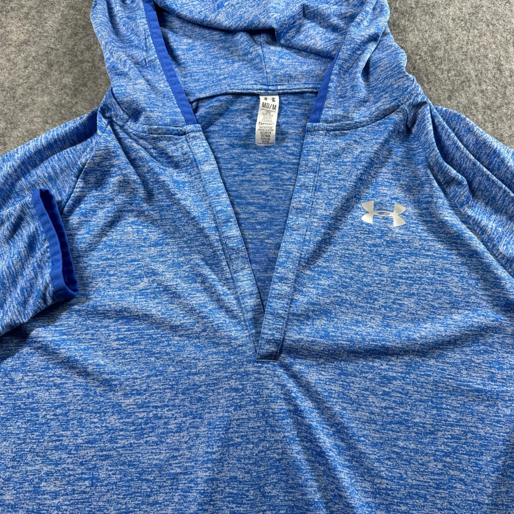 Under‎ Armour Hoodie Womens Medium Blue Space Dye HeatGear V-Neck Pullover Top
